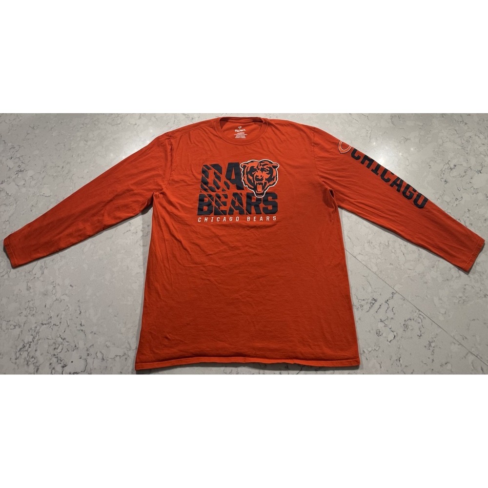 Chicago Bears Fanatics T-Shirt Mens 2XL Orange Long Sleeve Da Bears NFL Logo
